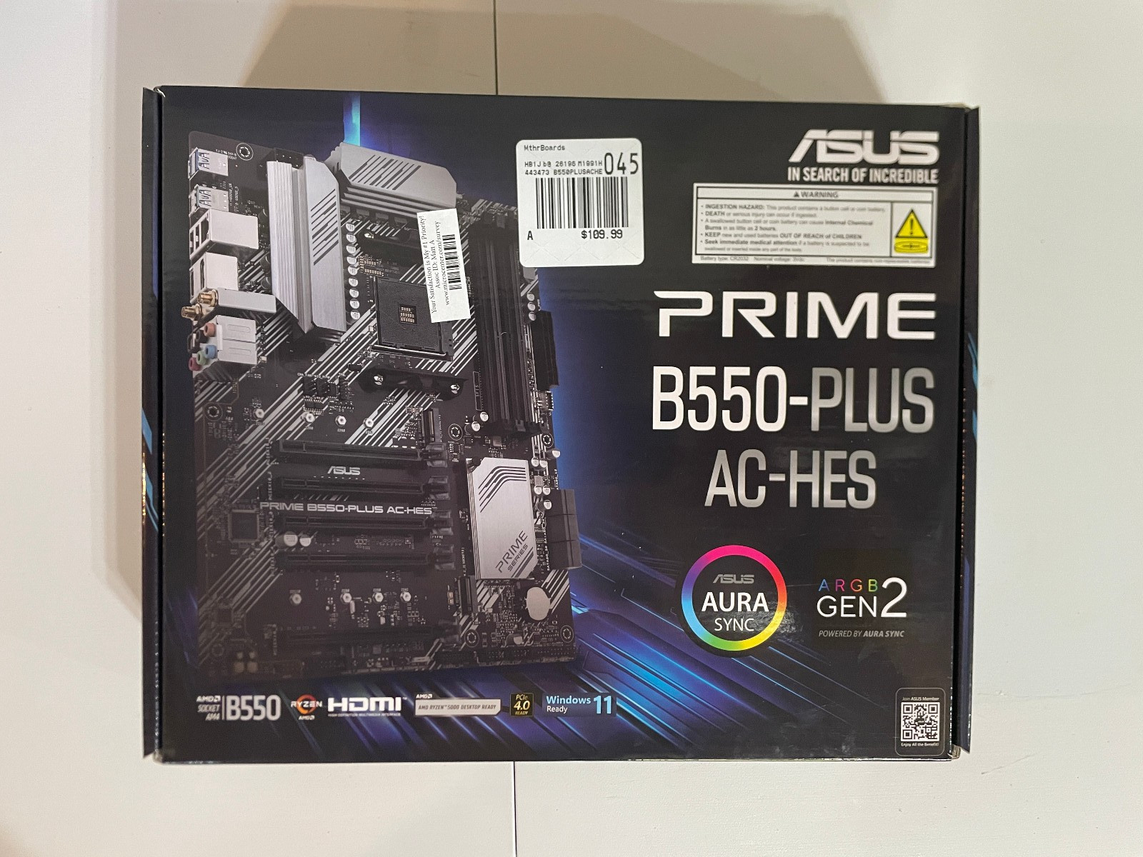NEW ASUS Prime B550-PLUS AC-HES Ryzen ATX Motherboard DDR4 PCIe 4.0
