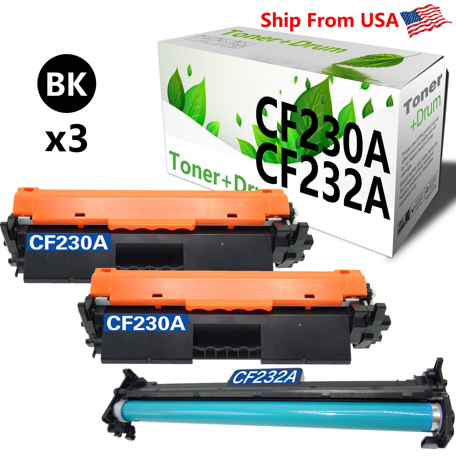2PK CF230A Toner Cartridge and 1PK CF232A Drum Unit Pro 203dw Printer