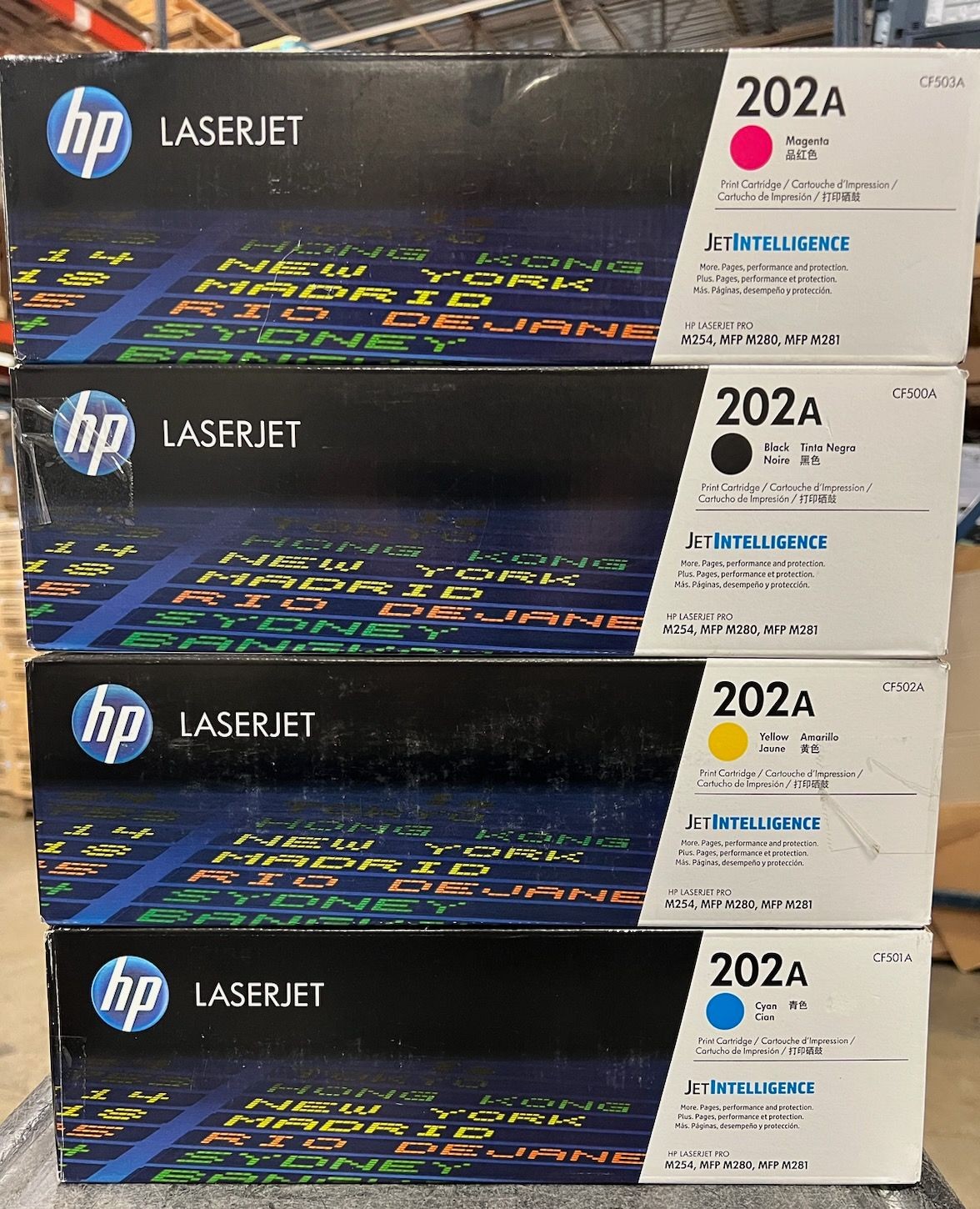 HP M254 M281 202A SET CF500A CF501A CF502A CF503A Toner Set- GENUINE