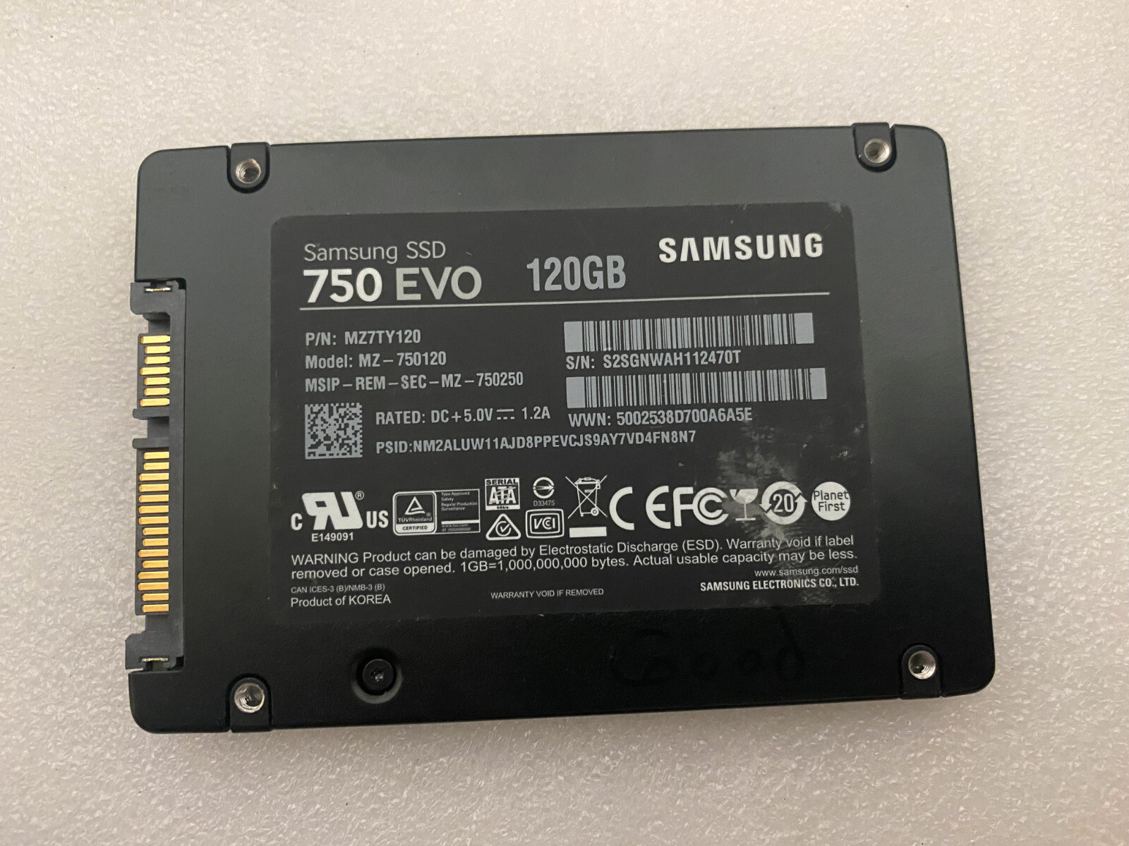 Samsung 750 EVO 120GB SATA III 2.5" SSD MZ7TY120 MZ-750120