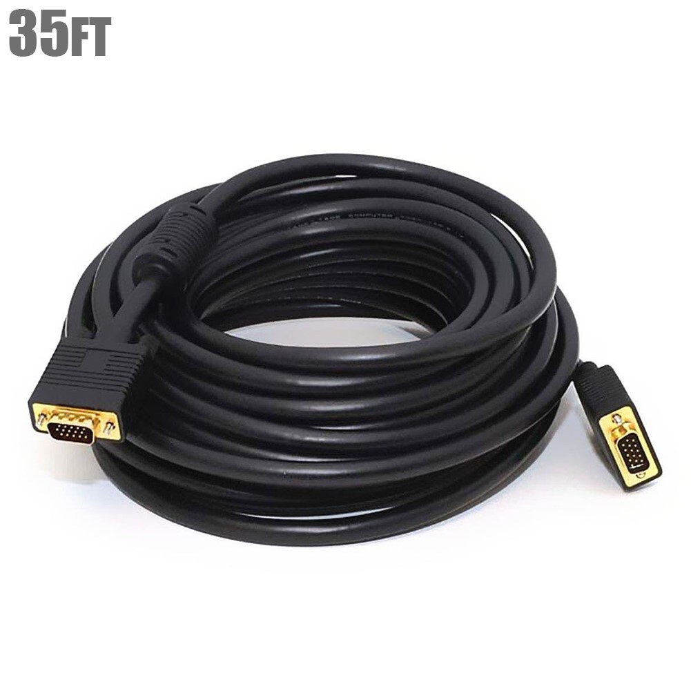 15-100FT Super VGA SVGA DB15 HD15 Male to Male Cable w/ Ferrites CL2 PC Monitor