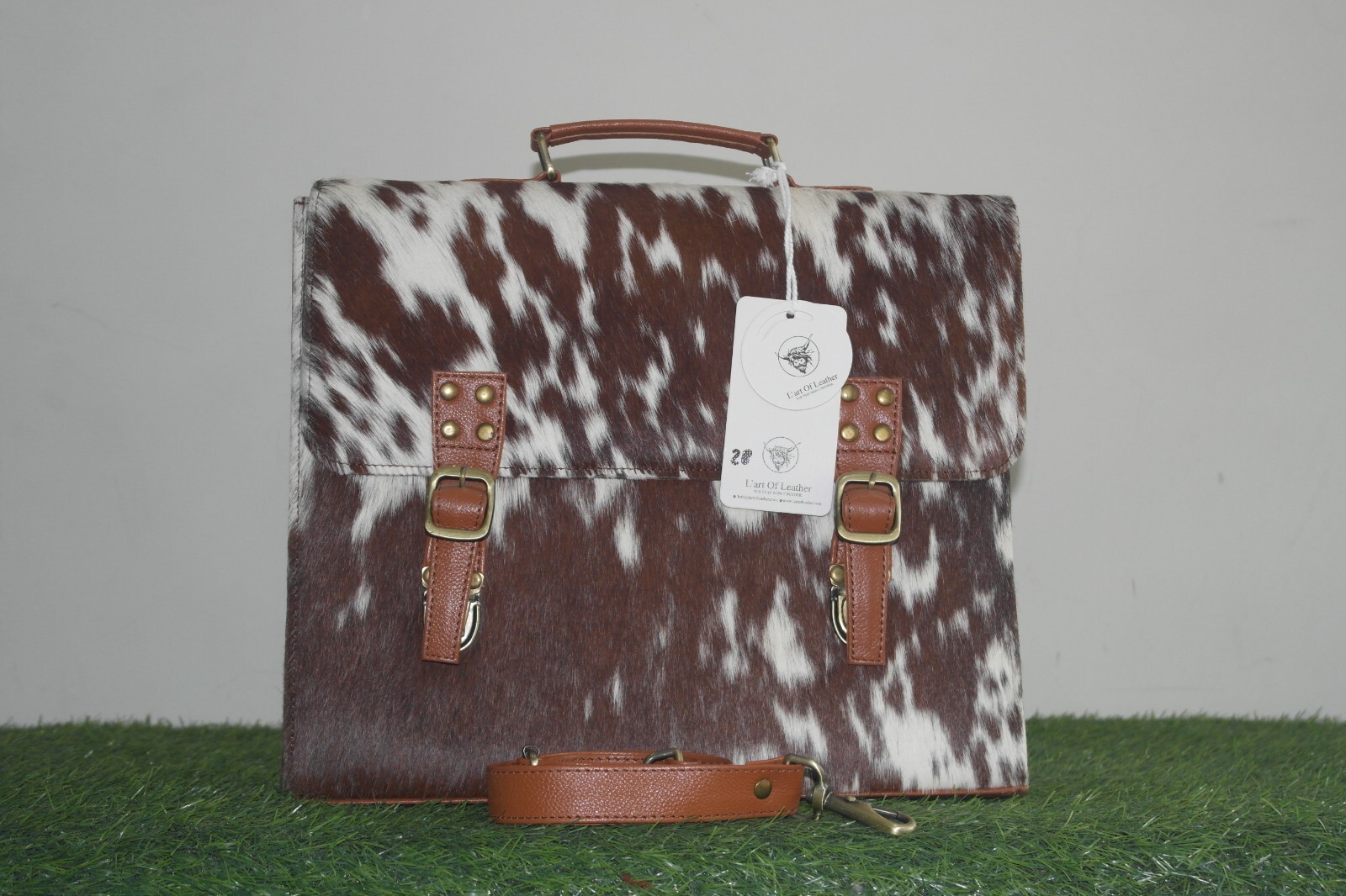 Luxurious Cowhide Hair on Hide Laptop Bag - Statement Piece for Work or Travel
