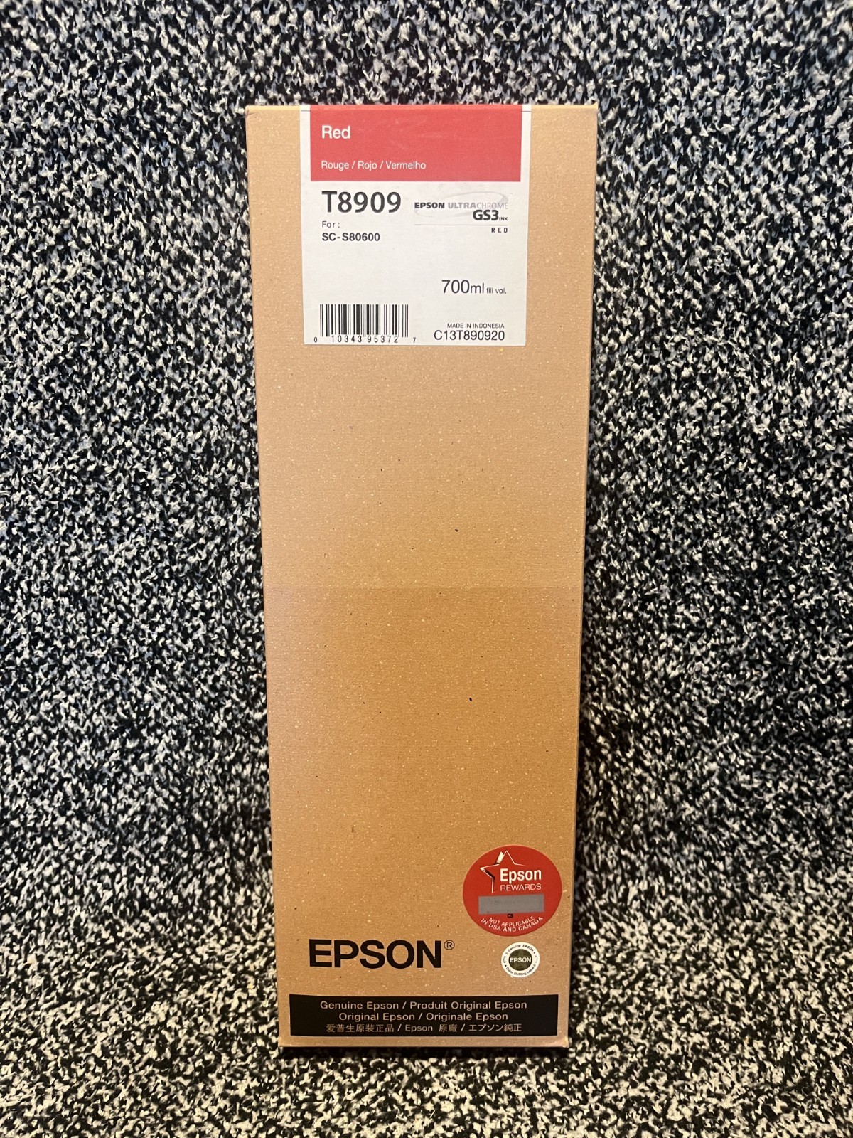 GENUINE Epson GS3 Red Ink 700ml New T8909 for S80600 Date: February 2029