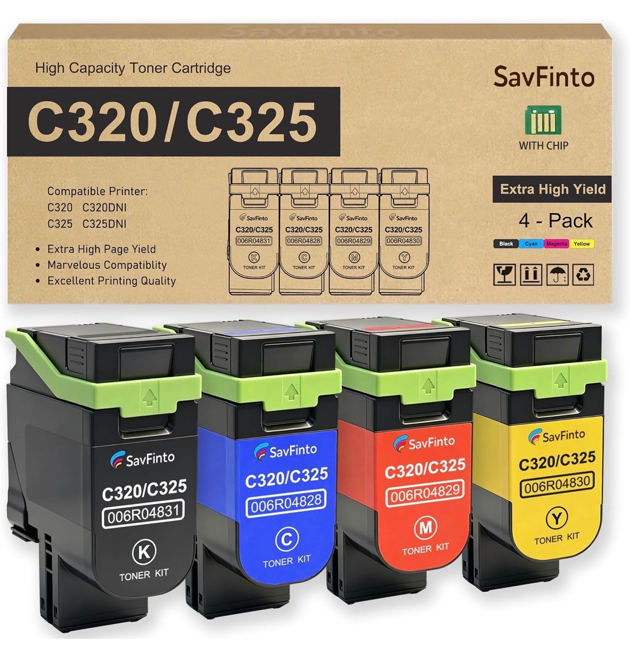 C320 C325 Toner Cartridge for Xerox C325DNI C320DNI Printer (4-Pack)