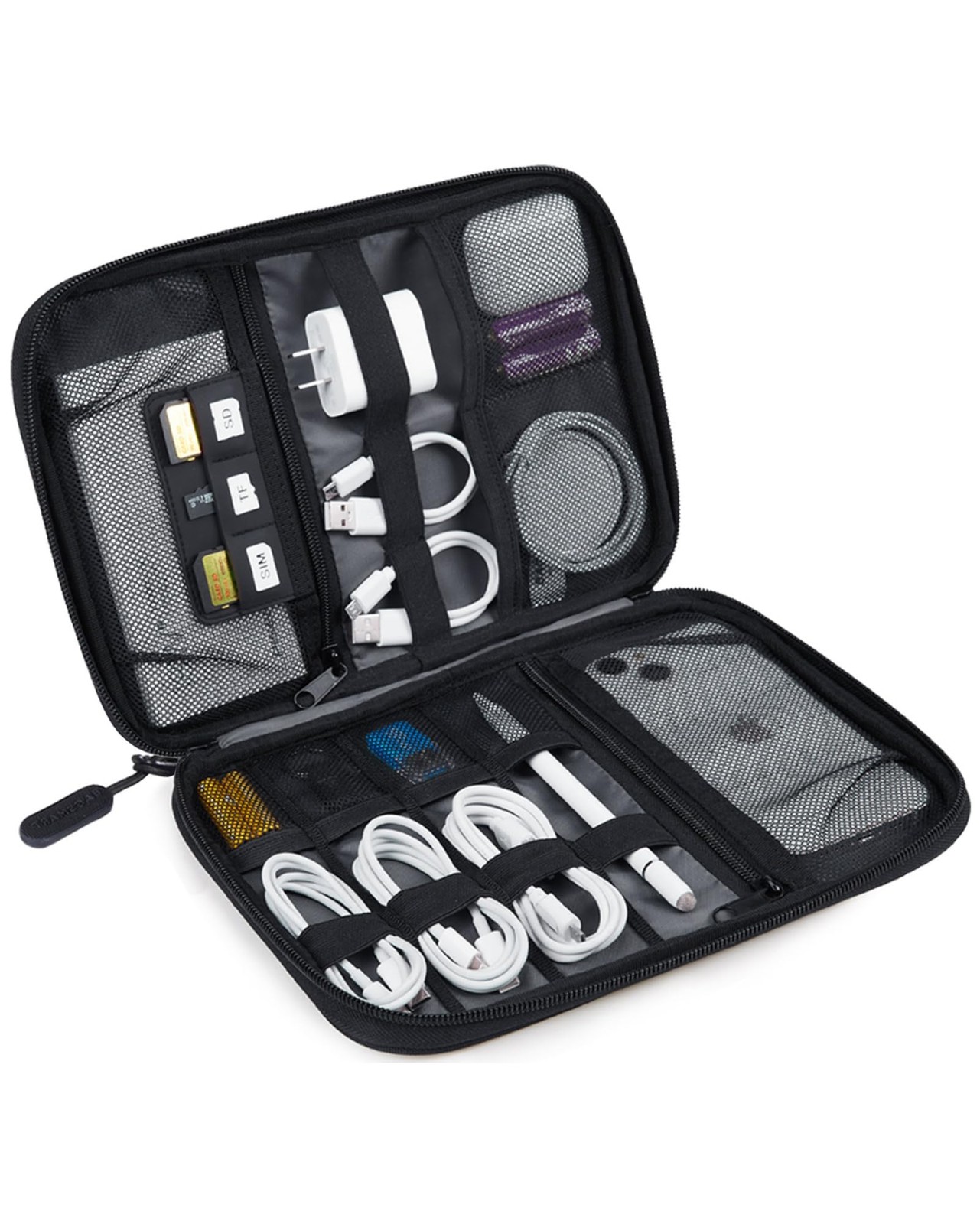 BAGSMART Large Electronic Organizer Travel Case for Tech Small, Black