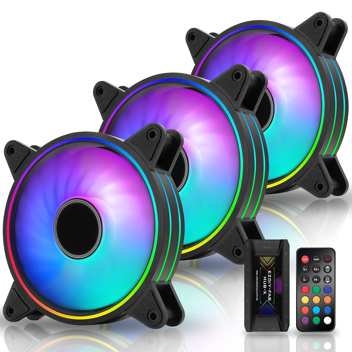 Moonlight 120Mm RGB Case Fan with Fan Hub X and Remote,Motherboard Aura Sync,Spe