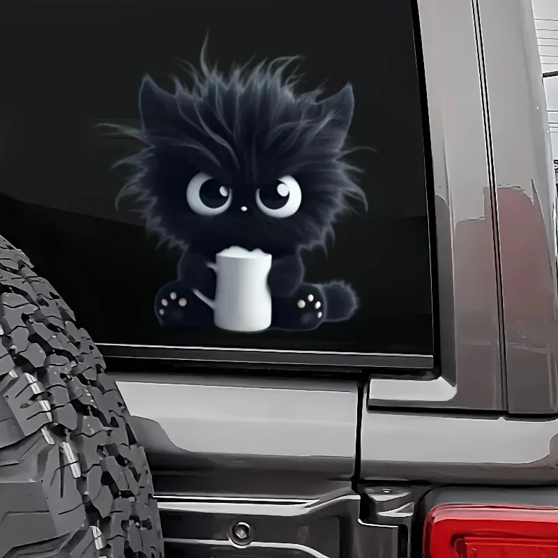 1Pc Cute Black Cat Vinyl Sticker Durable PVC Waterproof Self-Adhesive Sticker