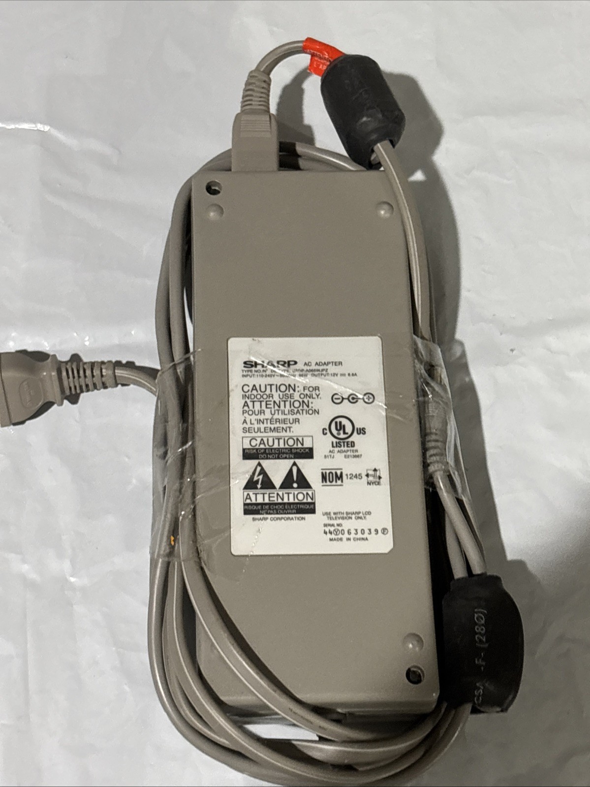 Genuine SHARP& :UADP-A065WJPZ AC Power Adapter 12V 6.6A  110-240V 50/60Hz 96W