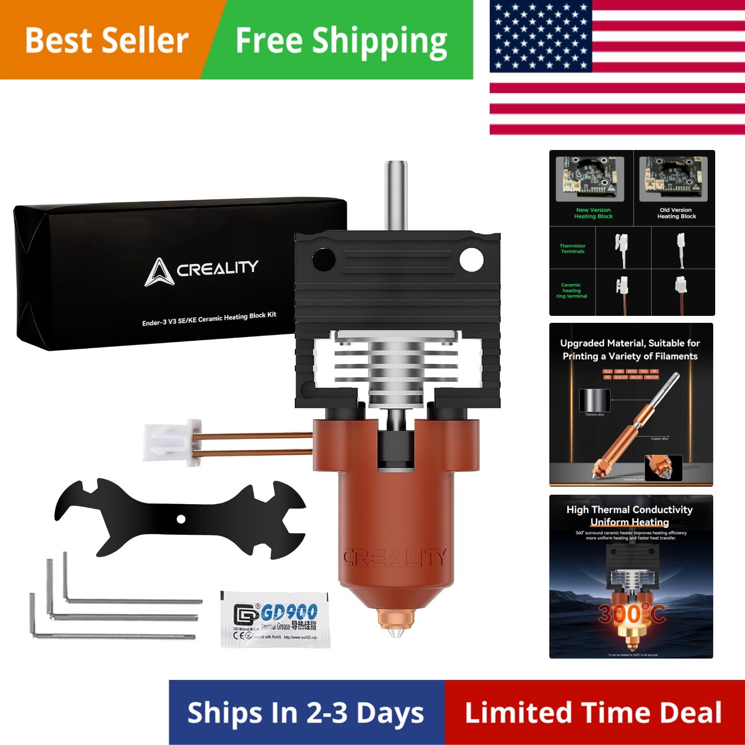 Official K1/K1 Max/K1C Hotend Upgrades Kit, Unicorn K1 Series Ceramic Heating...