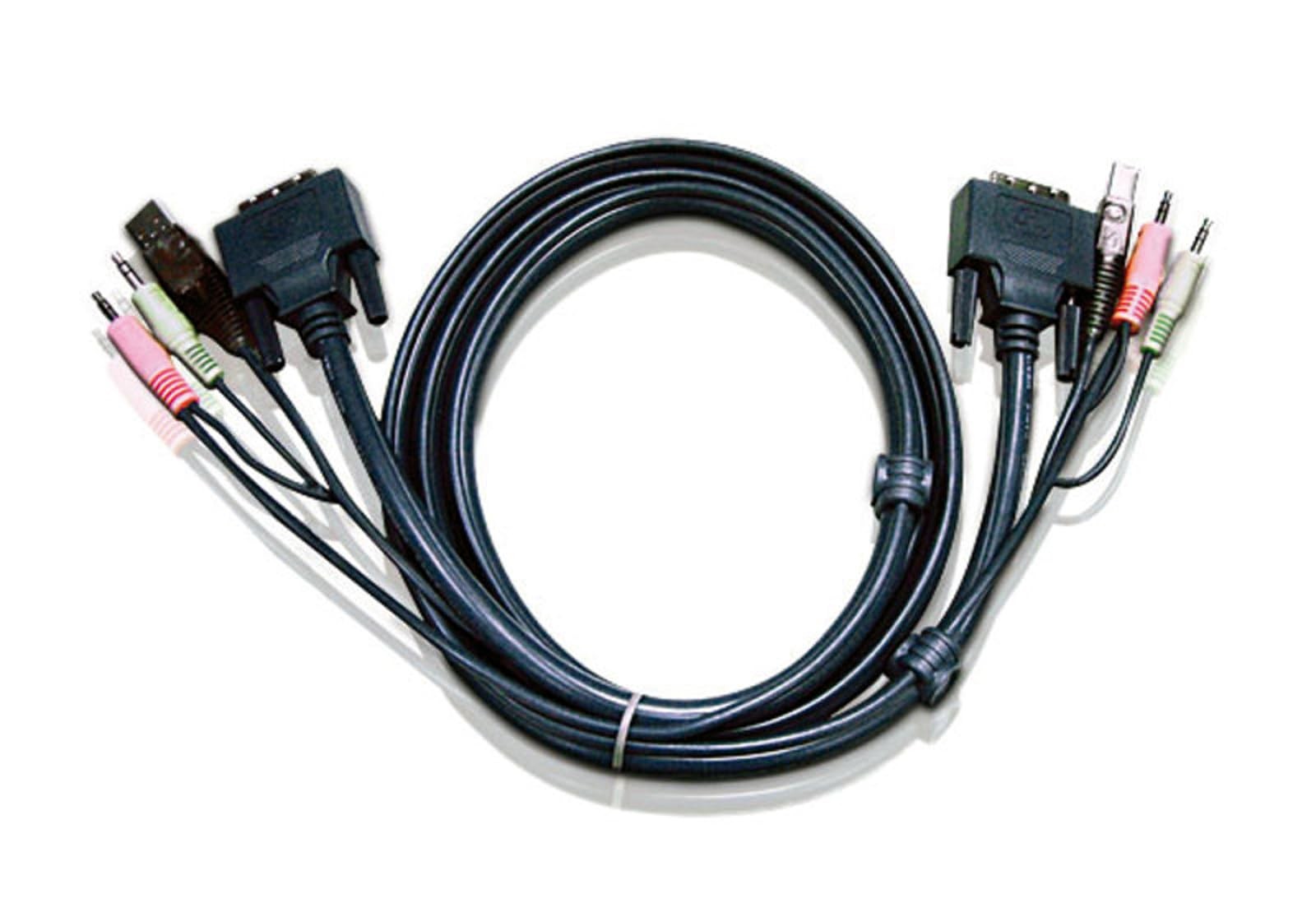 ATEN 2L-7D02UI Video- /USB / Audio-Kabel USB Typ A 4-polig Mini-Phone Stereo 3.5