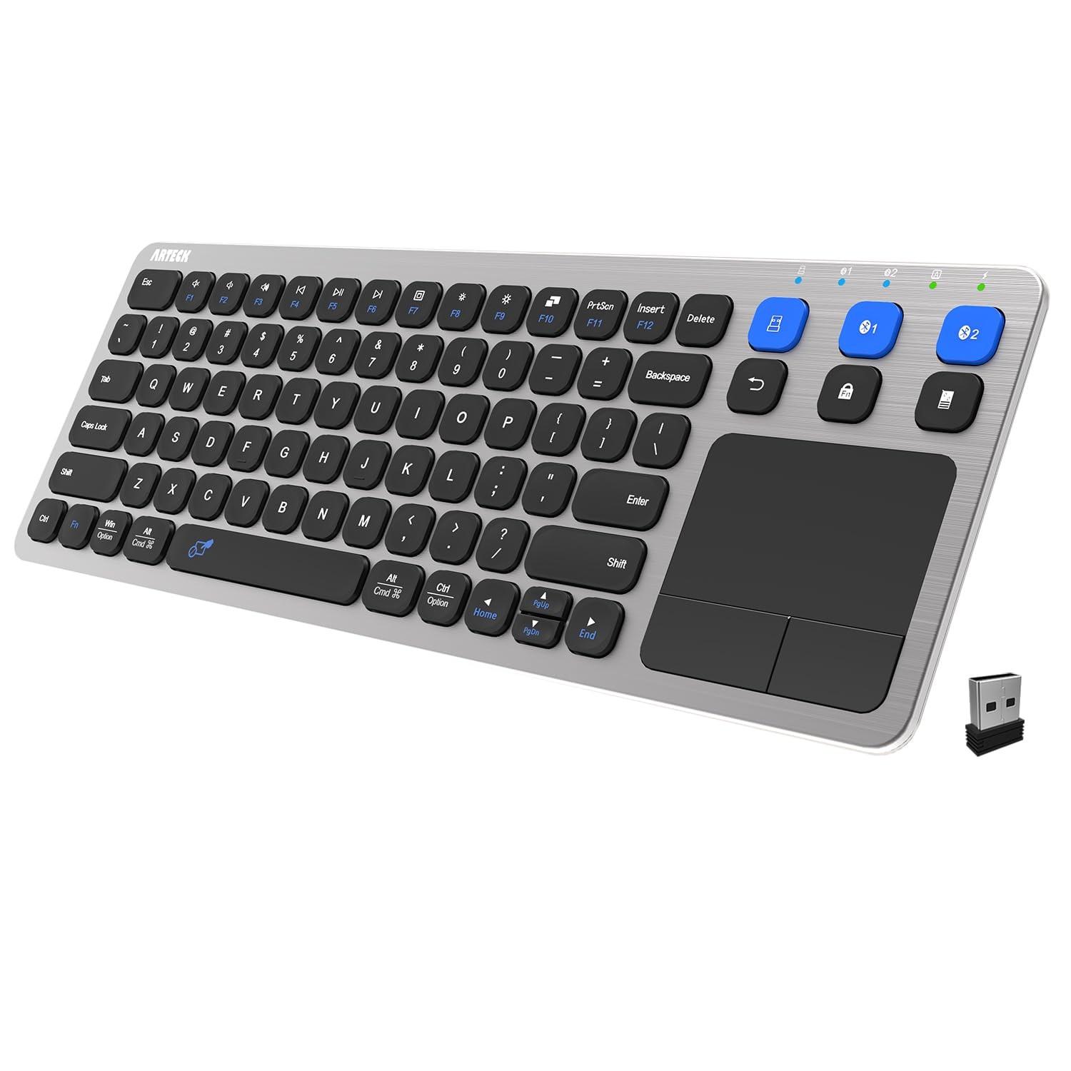Arteck Universal 2 4G Wireless and Bluetooth Touch TV Keyboard Multi-Device with