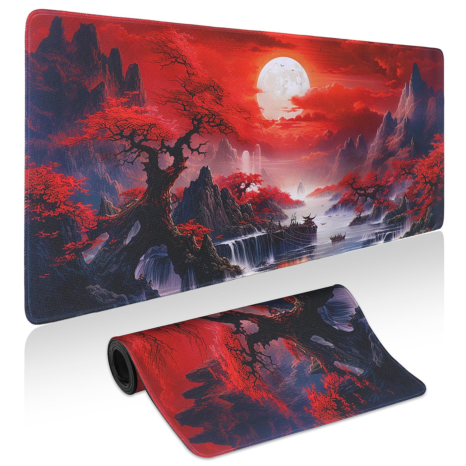 Mouse Pad Gaming - Desk Mat for Keyboard and Mouse - Japanese Red Cherry Blossom