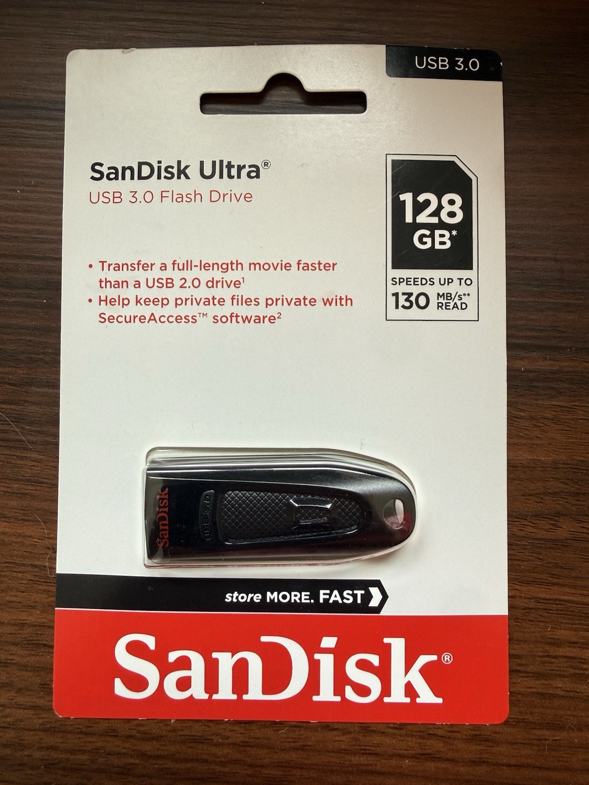 SanDisk 128GB USB 3.0 Flash Memory Drive For Faster Transfer 