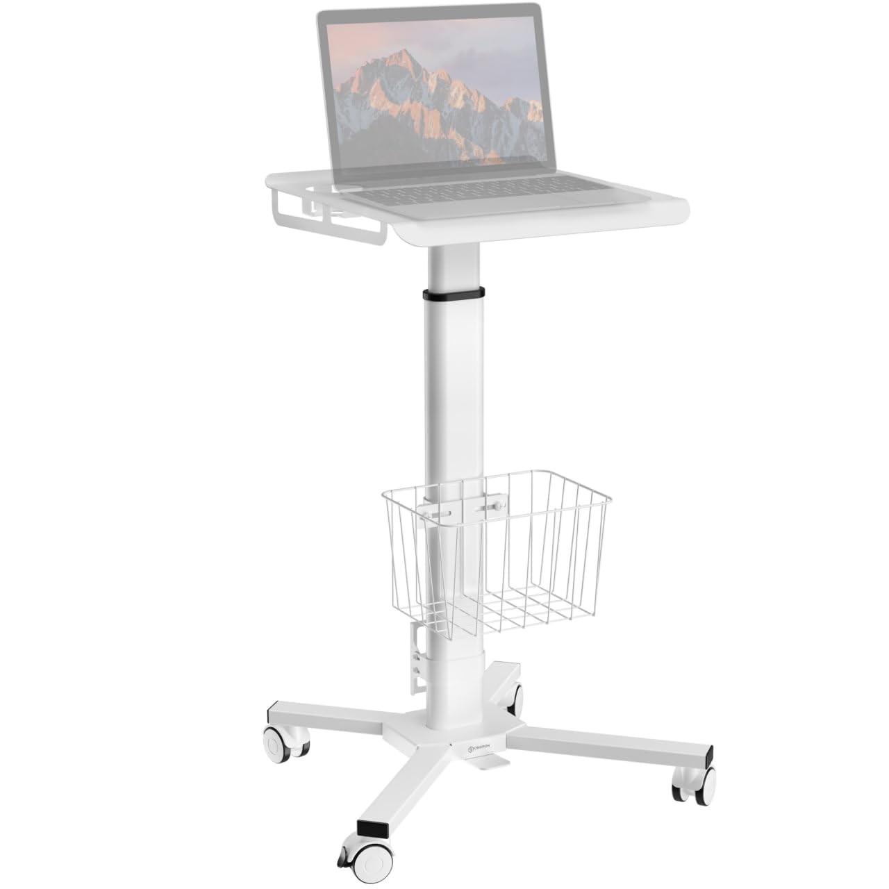 ONKRON Laptop Cart on Wheels, max 17.6 lbs, Portable Workstation, White