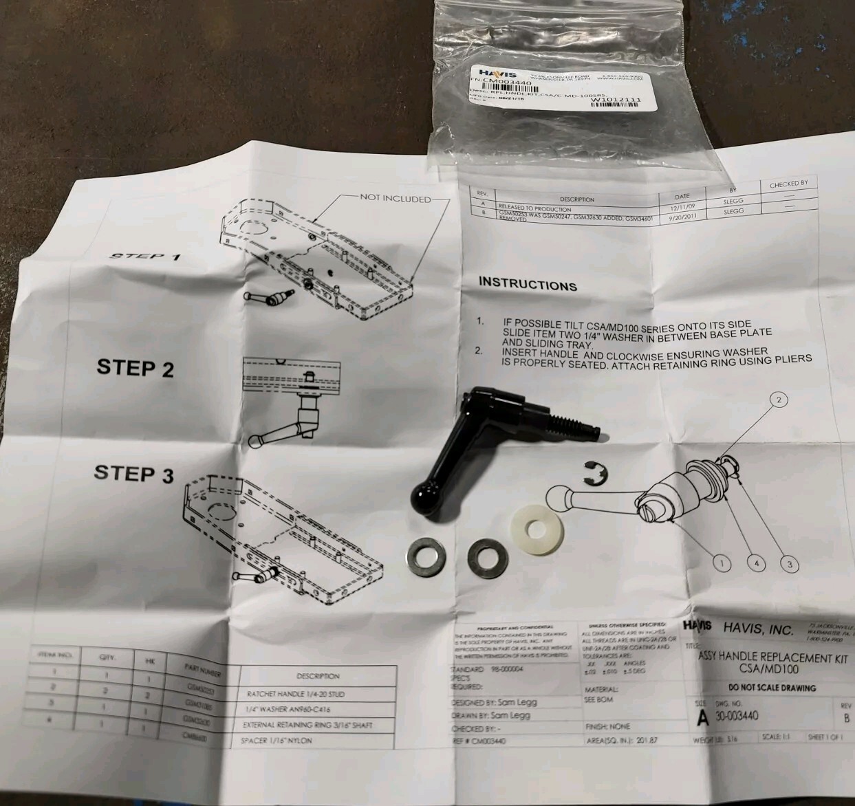 Havis Replacement Handle Kit CM003440 - Sold Ea