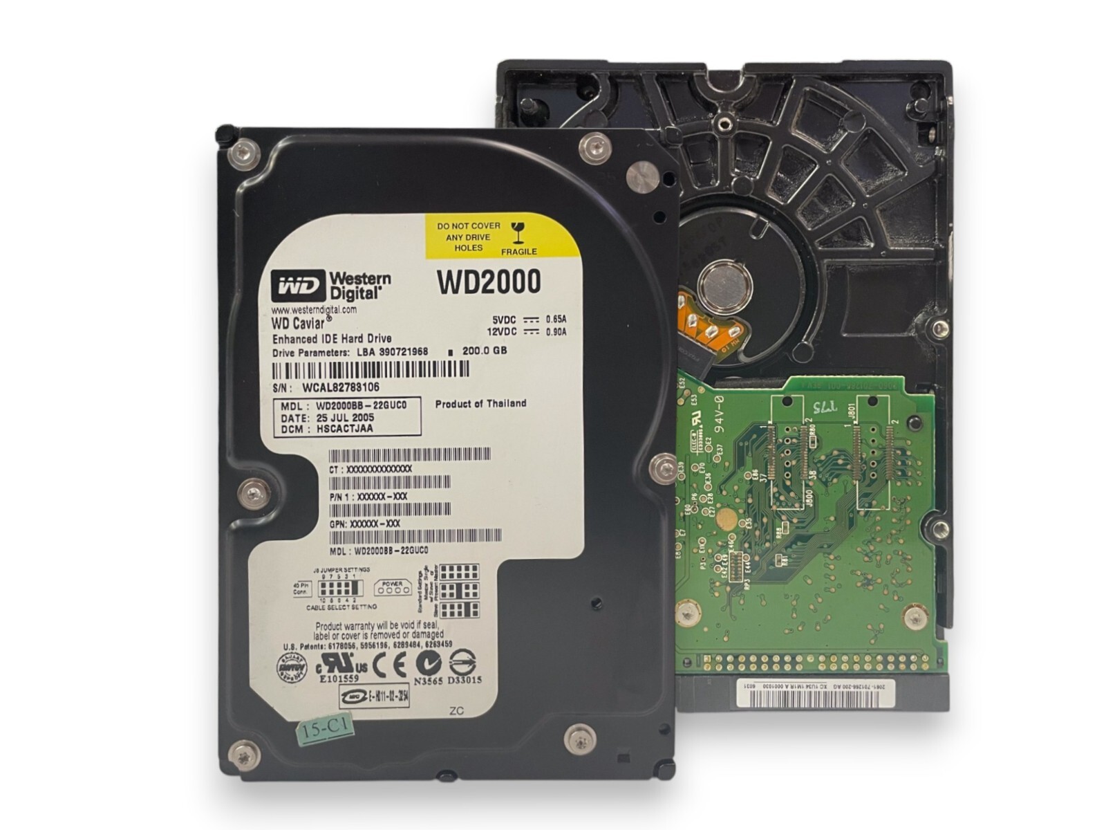 WD2000BB-55GUC0 - Western Digital Caviar 200GB 7200 RPM IDE 3.5" HDD TESTED