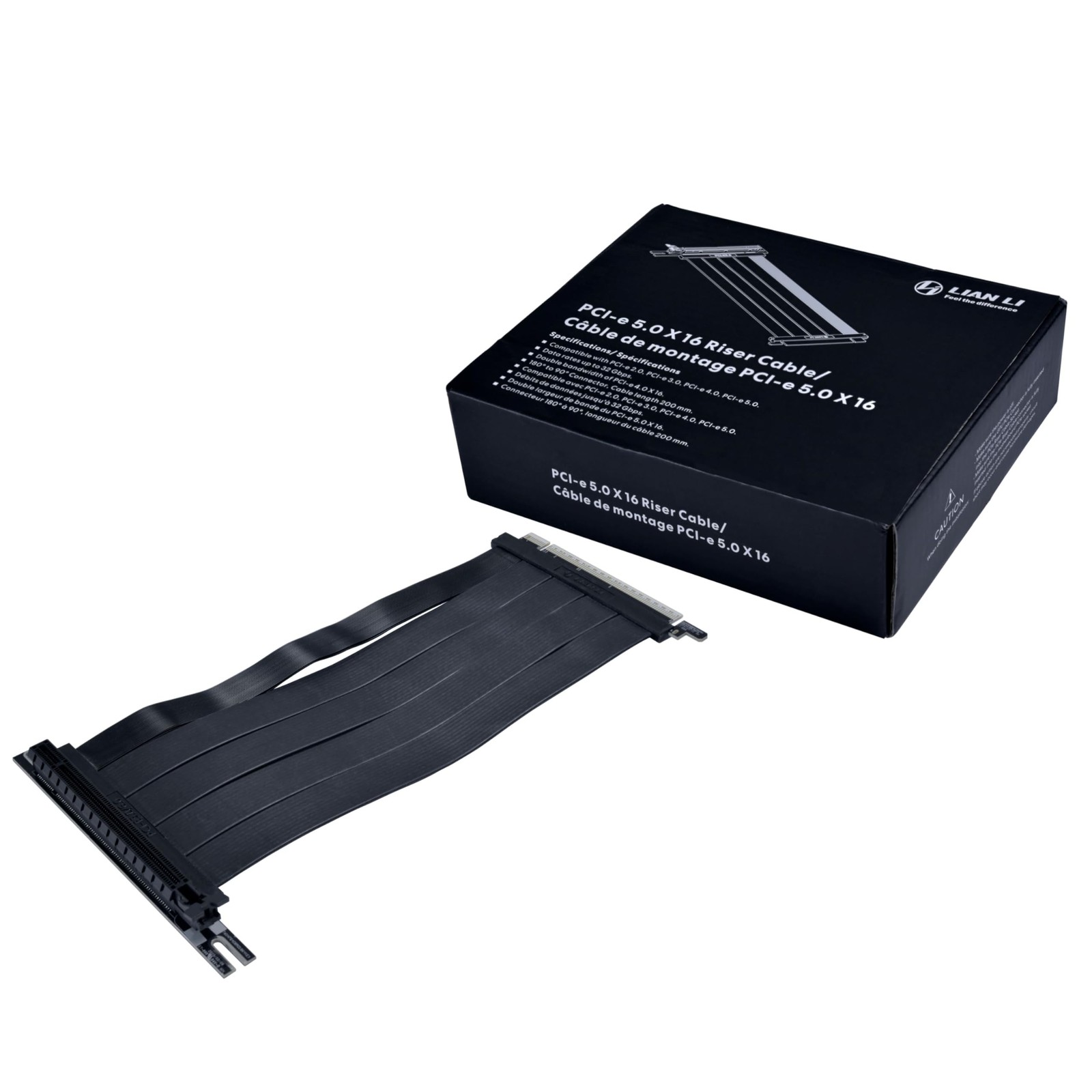 Lian Li Premium PCIe 5.0 x16 Riser Cable-200mm Length-Black-PW-PCI-520X