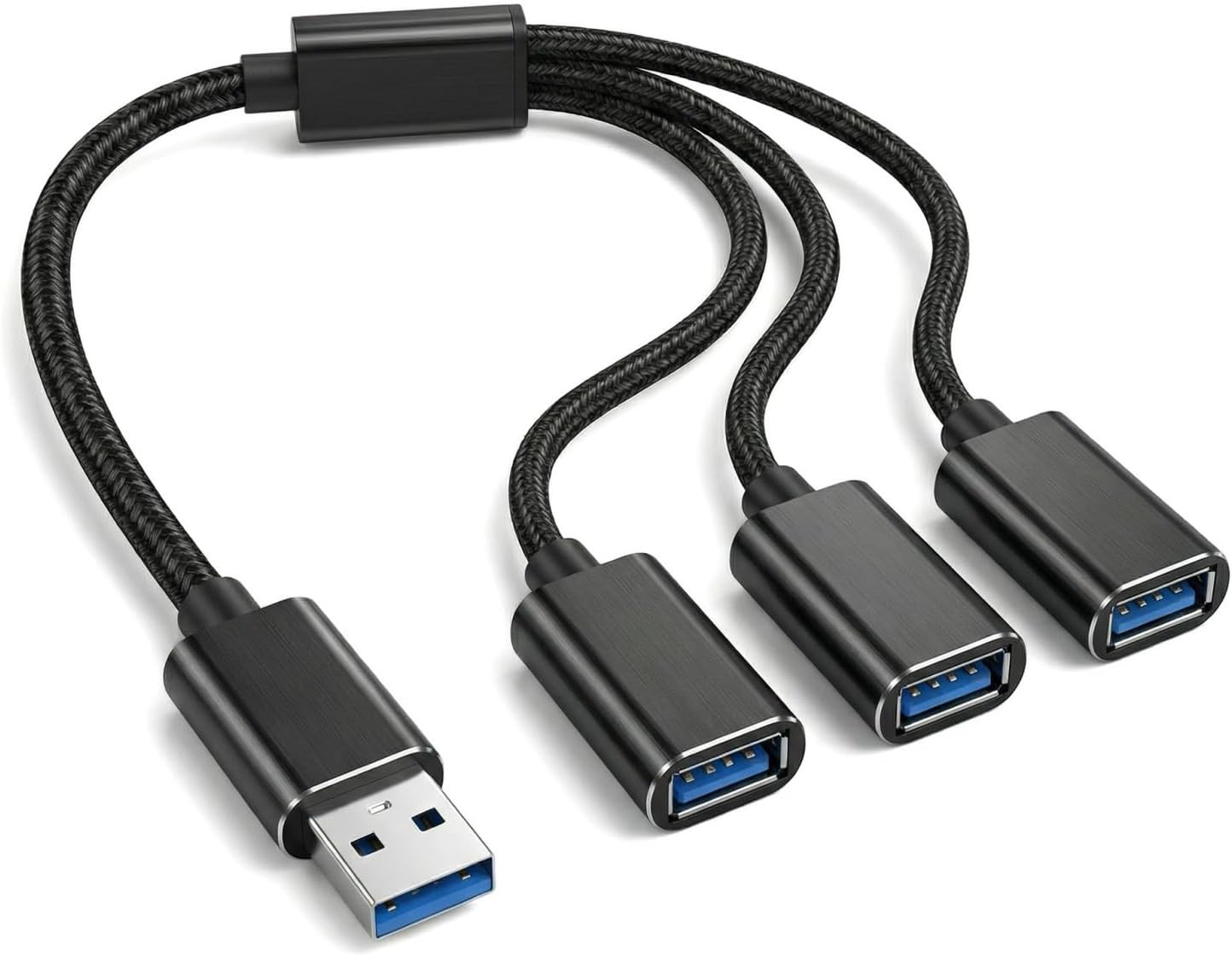 USB Splitter 1 in 3 Out, USB a Splitter Adapter, 2026 Upgraded USB 2.0 Male to 3