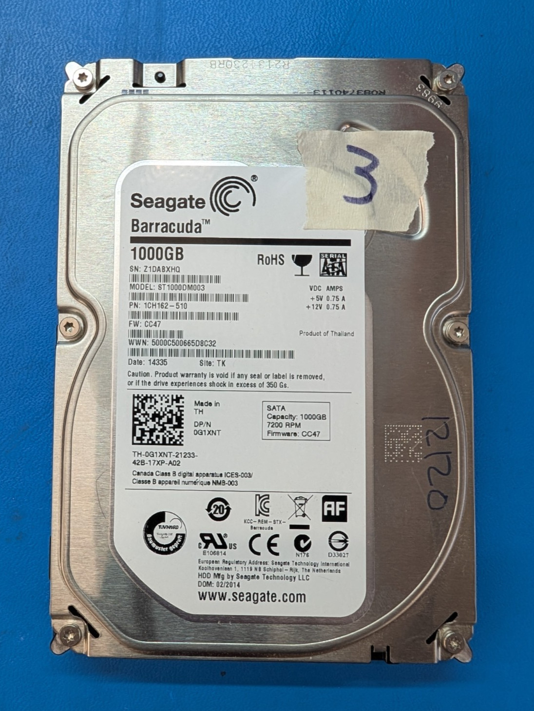 Seagate Barracuda 1TB 1000 GB ST1000DM003 64MB Cache 7200 RPM SATA 3.5" HDD