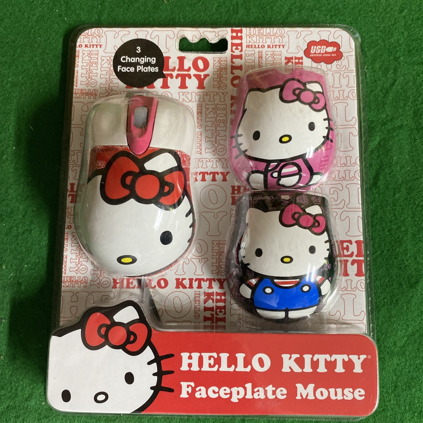 2010 Sakar Hello Kitty Sanrio Optical Mouse 3 Changing Faceplates **Rare 