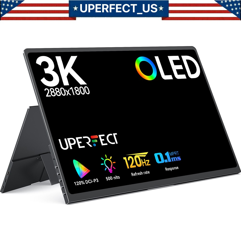 UPERFECT OLED Portable Monitor, 14" 1800P Gaming for Computer Monitor FreeSync A