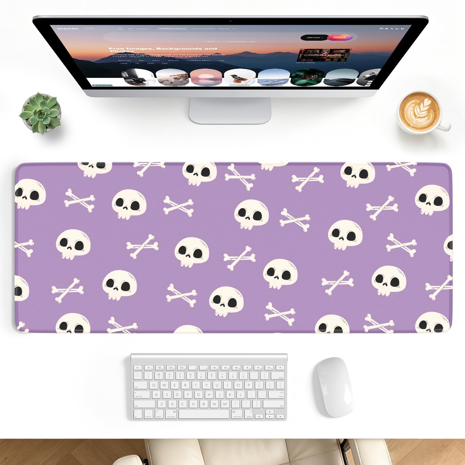 Stanploe Large Gaming Mouse Pad, 31.5 x 11.8 in Desk Mat, Cute Skulls | Large...
