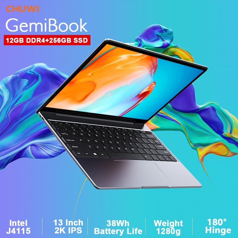 CHUWI GemiBook 13" 2K Laptop  J4115 Quad-Core, 12GB RAM, 256GB SSD, Win 10