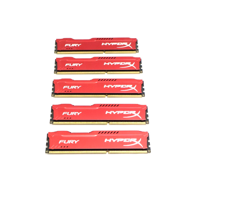Lot of 5 Kingston HyperX Fury HX313C9FRK2/8 Red 20GB(5x4GB) DDR3 Desktop Ram Mem