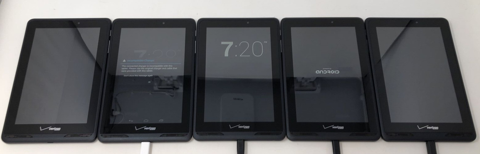 BUNDLE OF 5 Verizon QMV7B 8GB Wi-Fi + 4G LTE 7"  (USED)