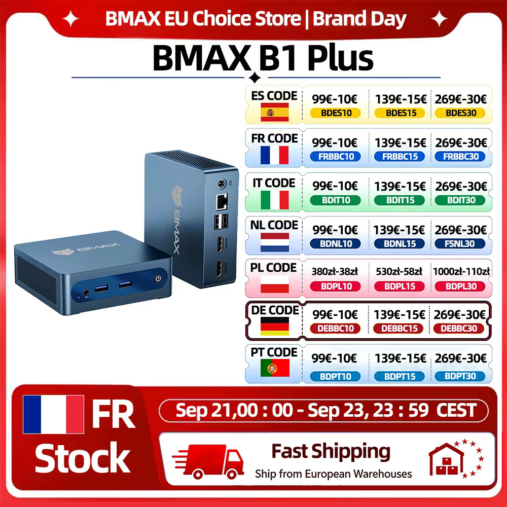Mini PC Bmax B1 Plus Win11 J3355 6GB RAM 128GB SSD HDMI USB Wi-Fi 4K60Hz HDGfx
