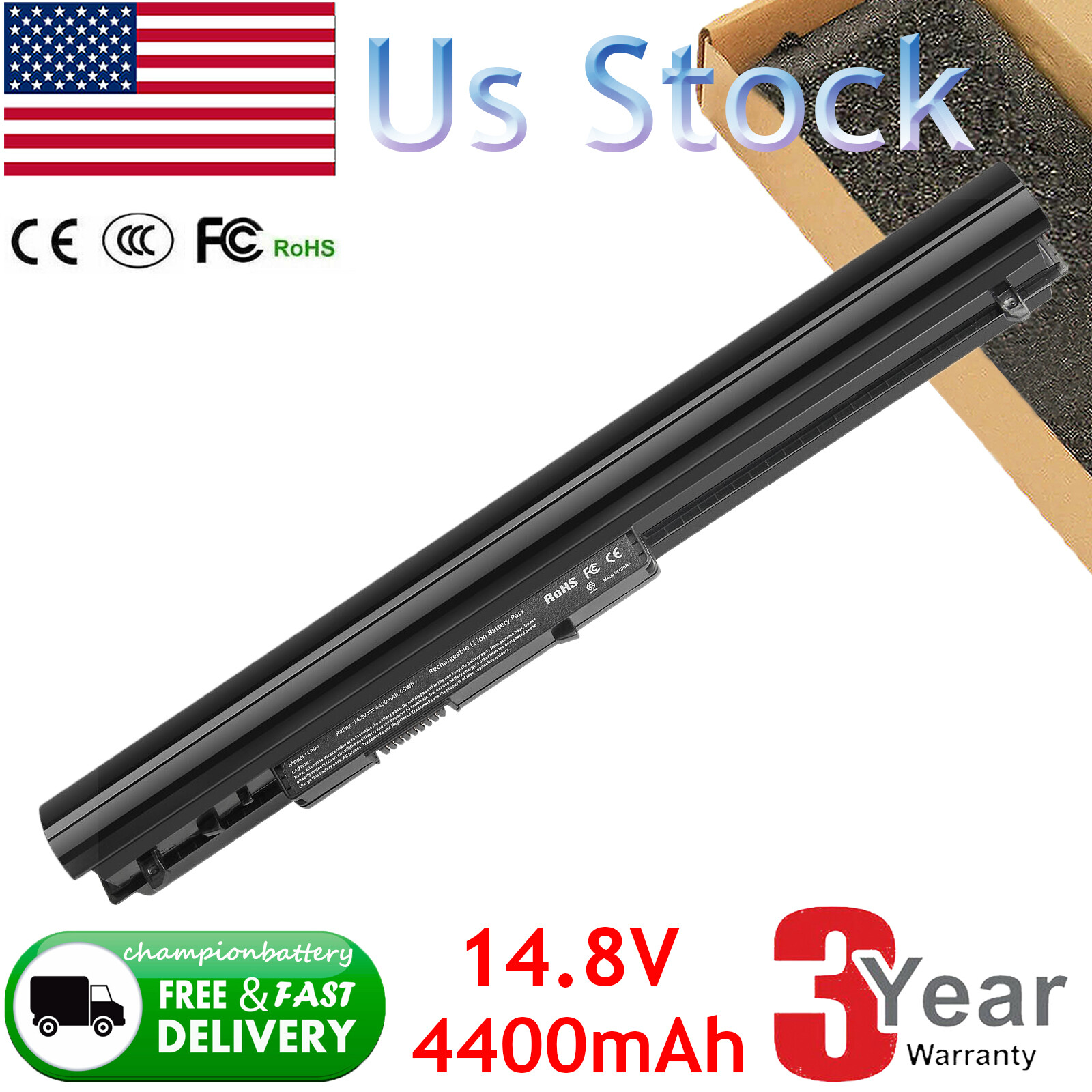14.8V 8Cell 4400mAh Spare 776622-001 Battery for HP LA04 LA03 LA03DF LA04041-CL
