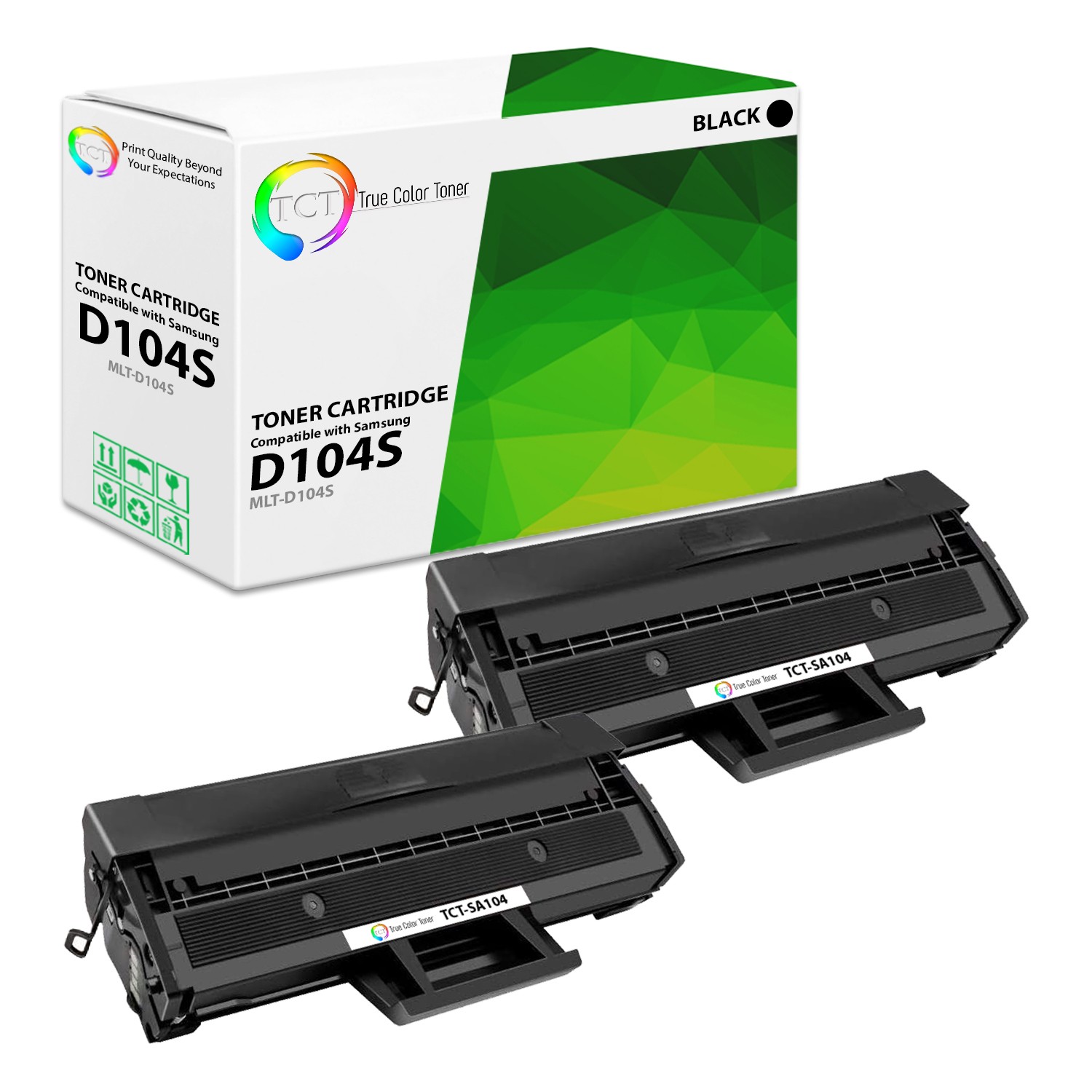 TCT 2PK Black MLT-D104S Toner Cartridges For Samsung ML 1660 1661 1665 1865 SCX