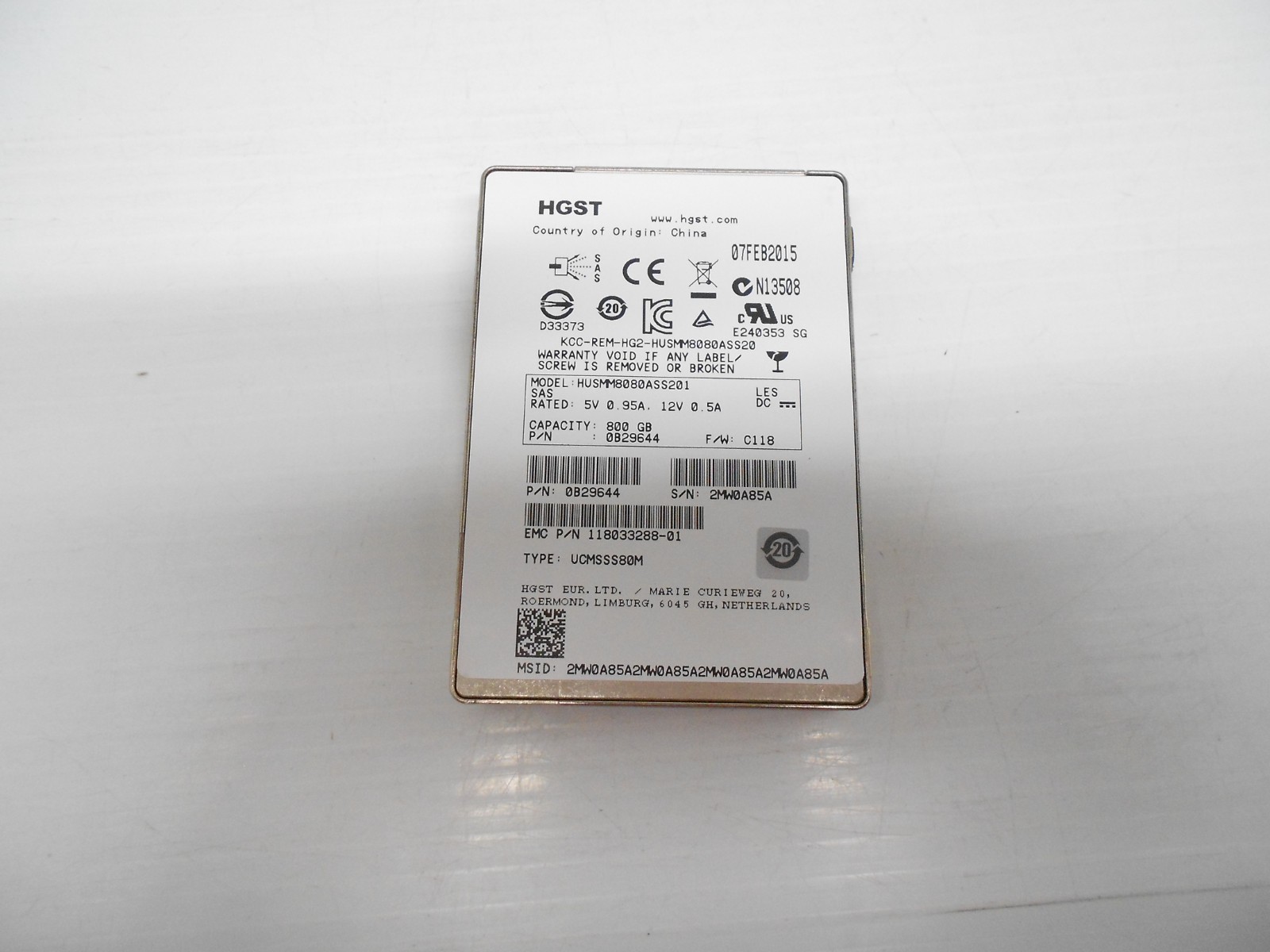 HGST Hitachi 800GB SSD SAS 12Gbps Hard Drive 2.5" HUSMM8080ASS201 Fits Dell / HP