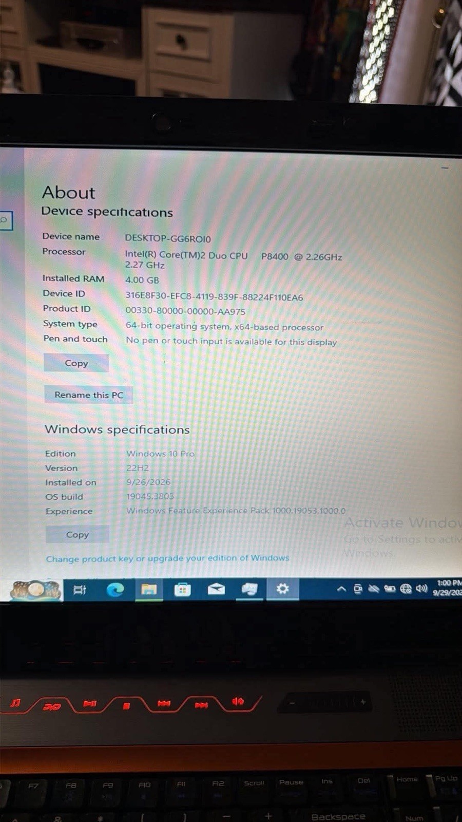 Gateway FX MS2252 Gaming Laptop Core 2 Quad, 8GB RAM, 1TB HD, Windows 10
