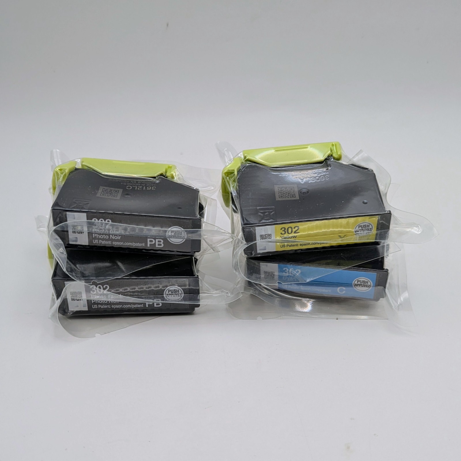 4-Pack Genuine Epson 302 Sealed Ink Cartridges Cyan Yellow & Photo Black