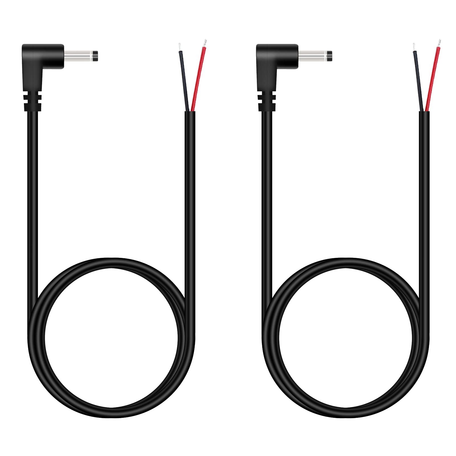3 FT 2Pack 3.5mm x 1.35mm DC Power Pigtail Cable Right Angle Male Plug Wire