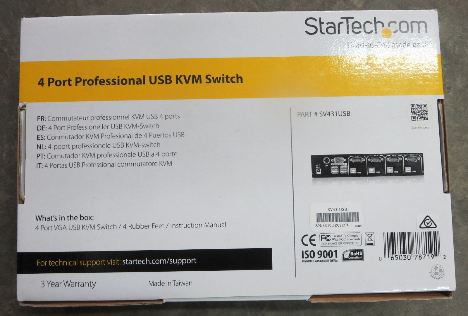 Star Tech SV431USB KVM Switch, 4 Port