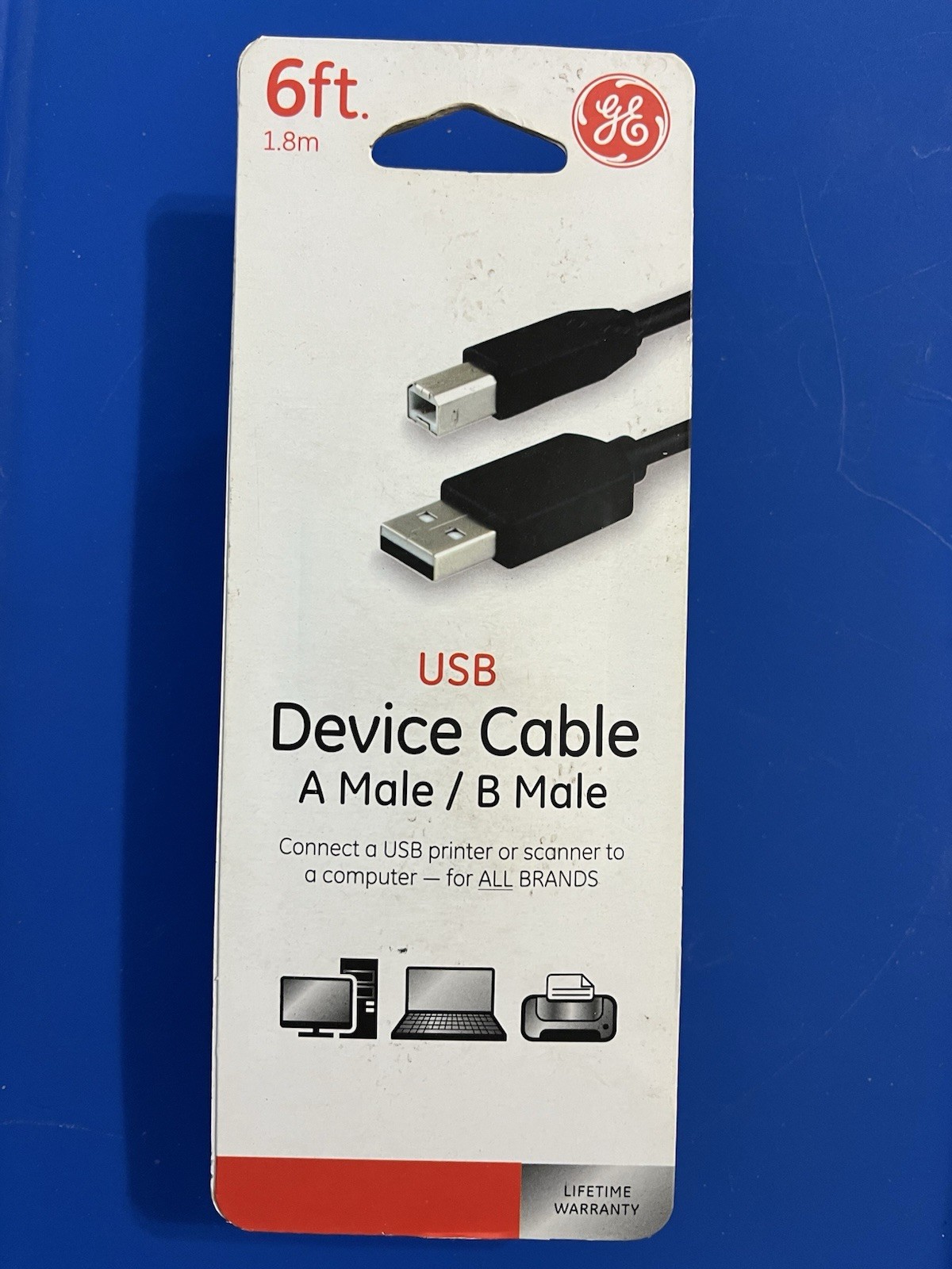 GE 6 ft. L USB Device Cable 33760