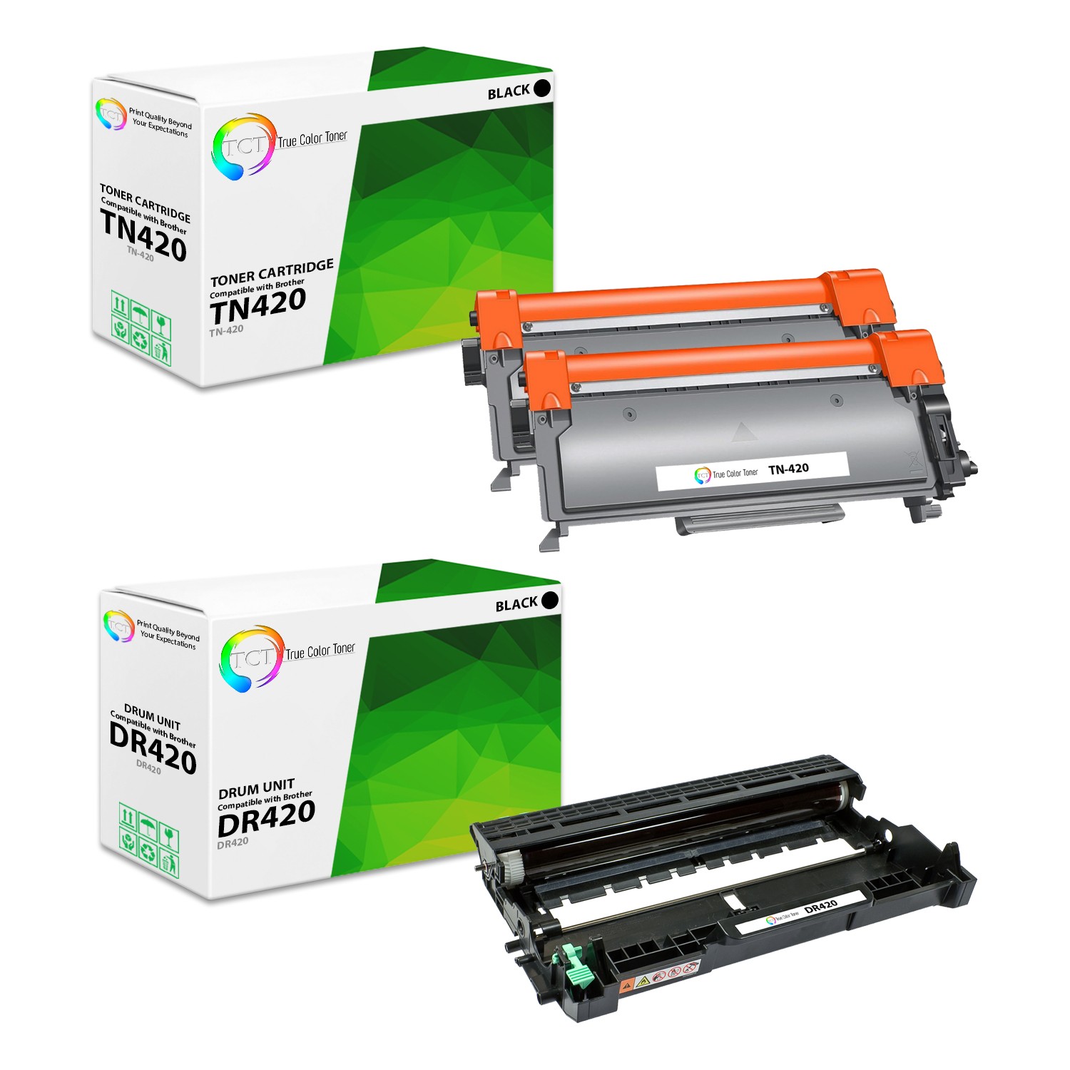 3Pk TCT Compatible TN420 For Brother HL 2240 2270dw MFC7360 Toner & Drum Set
