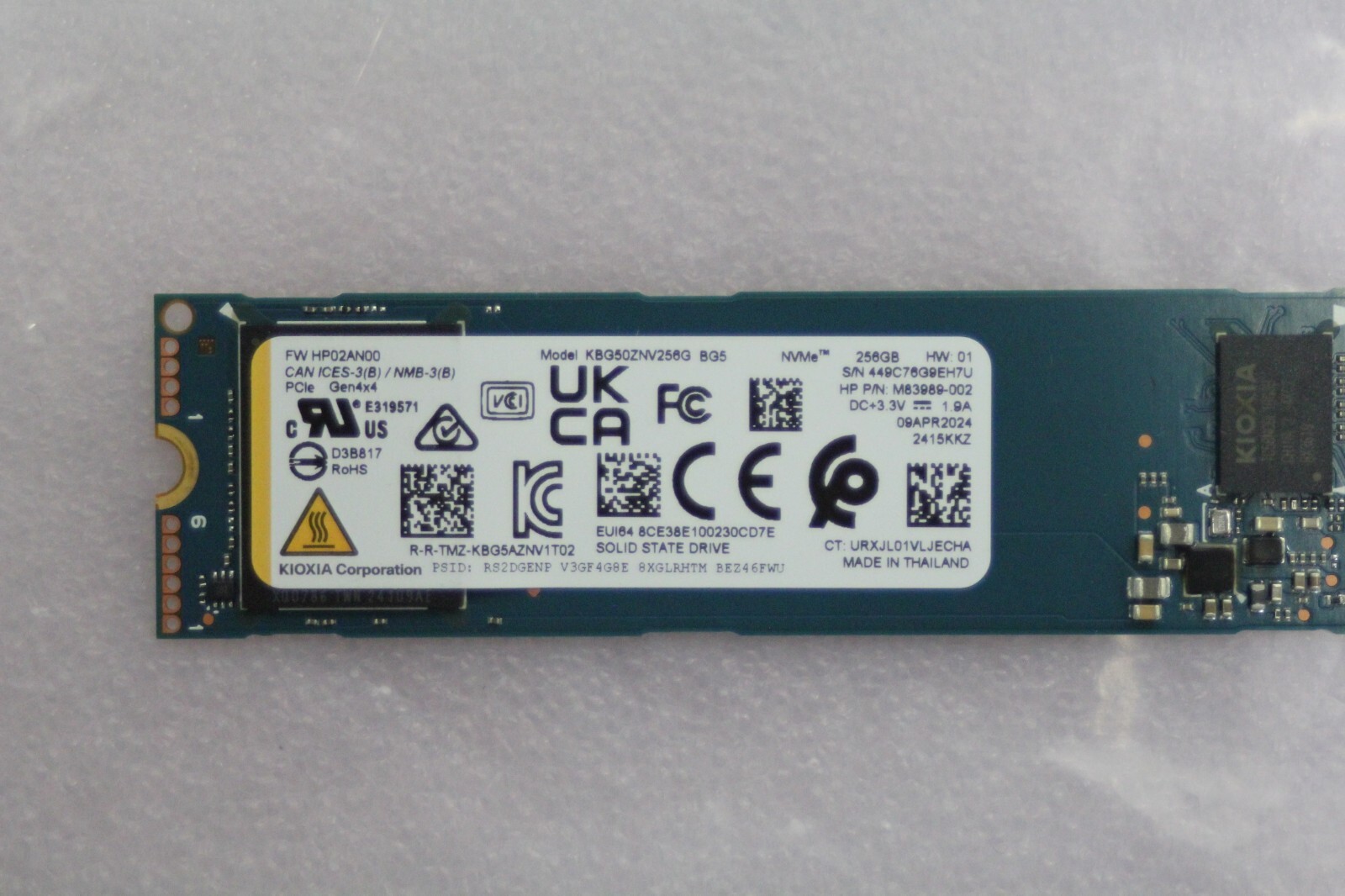KIOXIA BG5 - 256GB M.2-2280 NVMe Internal SSD - KBG50ZNV256G