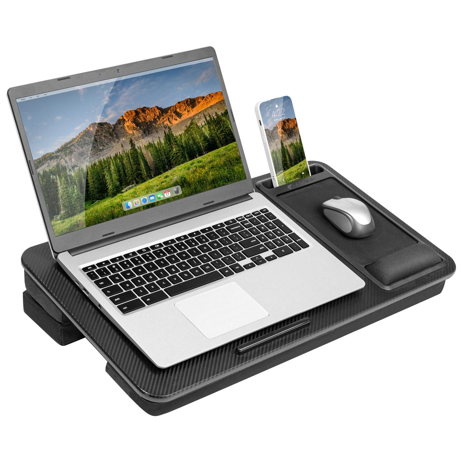 LAPGEAR Extra Large Adjustable Lap Desk – Black Carbon, Fits 17.3" Laptops