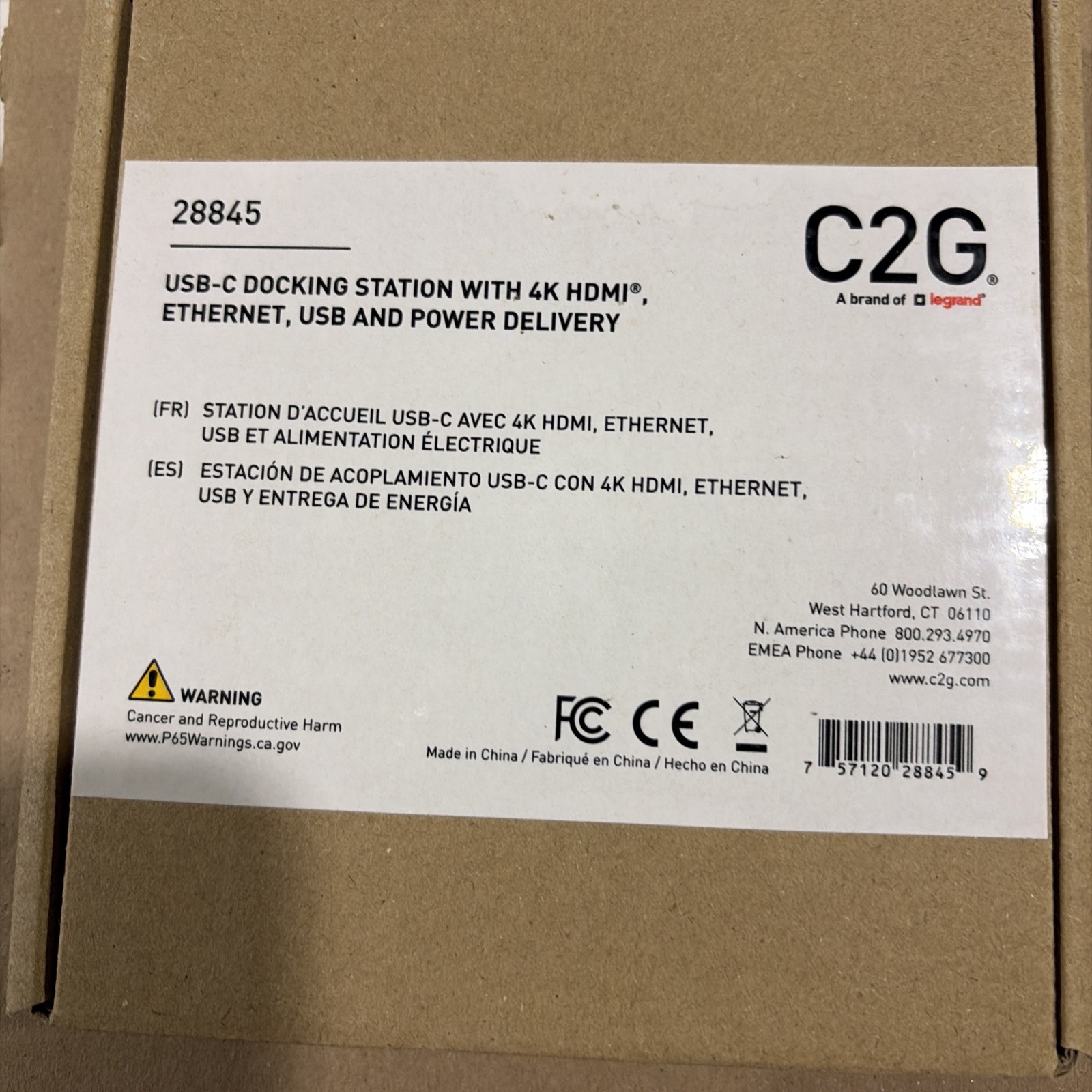 C2G 28845 USB-C Docking Station 4K HDMI Ethernet USB Power Delivery NEW