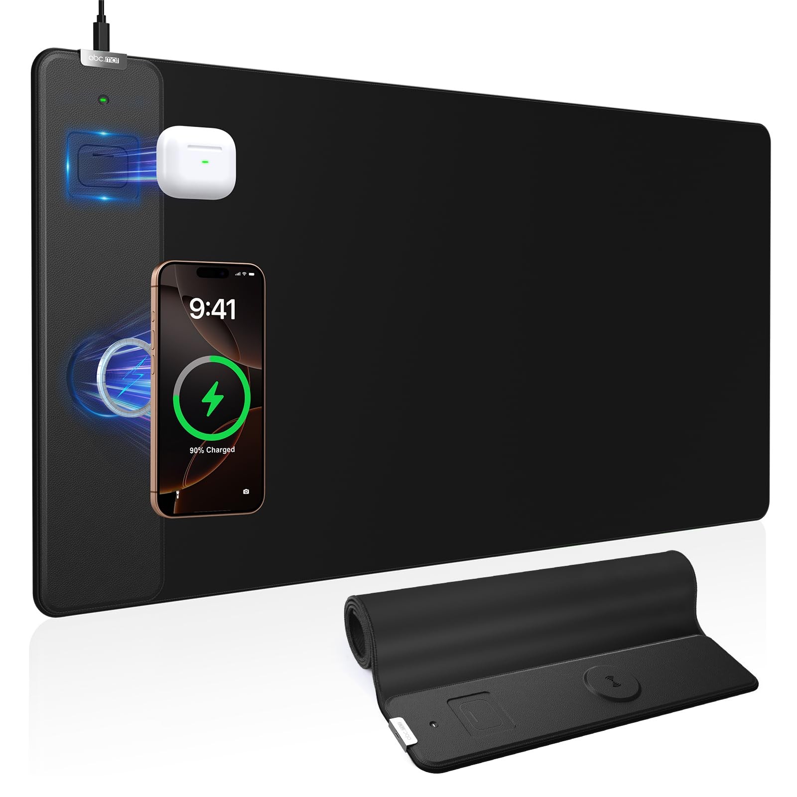 Mouse Pad with Magnetic Wireless Charger, 31.5"x15.8" Large Gaming Desk Mat, ...
