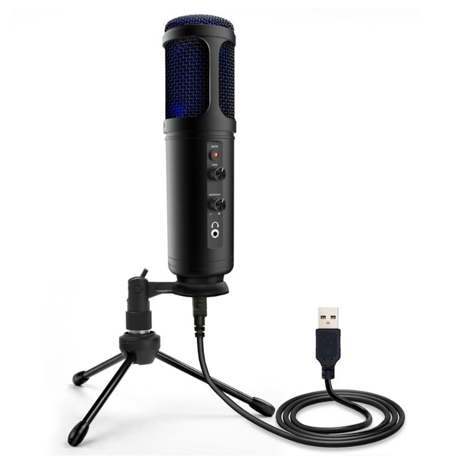 Streaming/Pro Audio Recording Mic Kit w/ Shock Mount Stand, USB Plug-and-Play