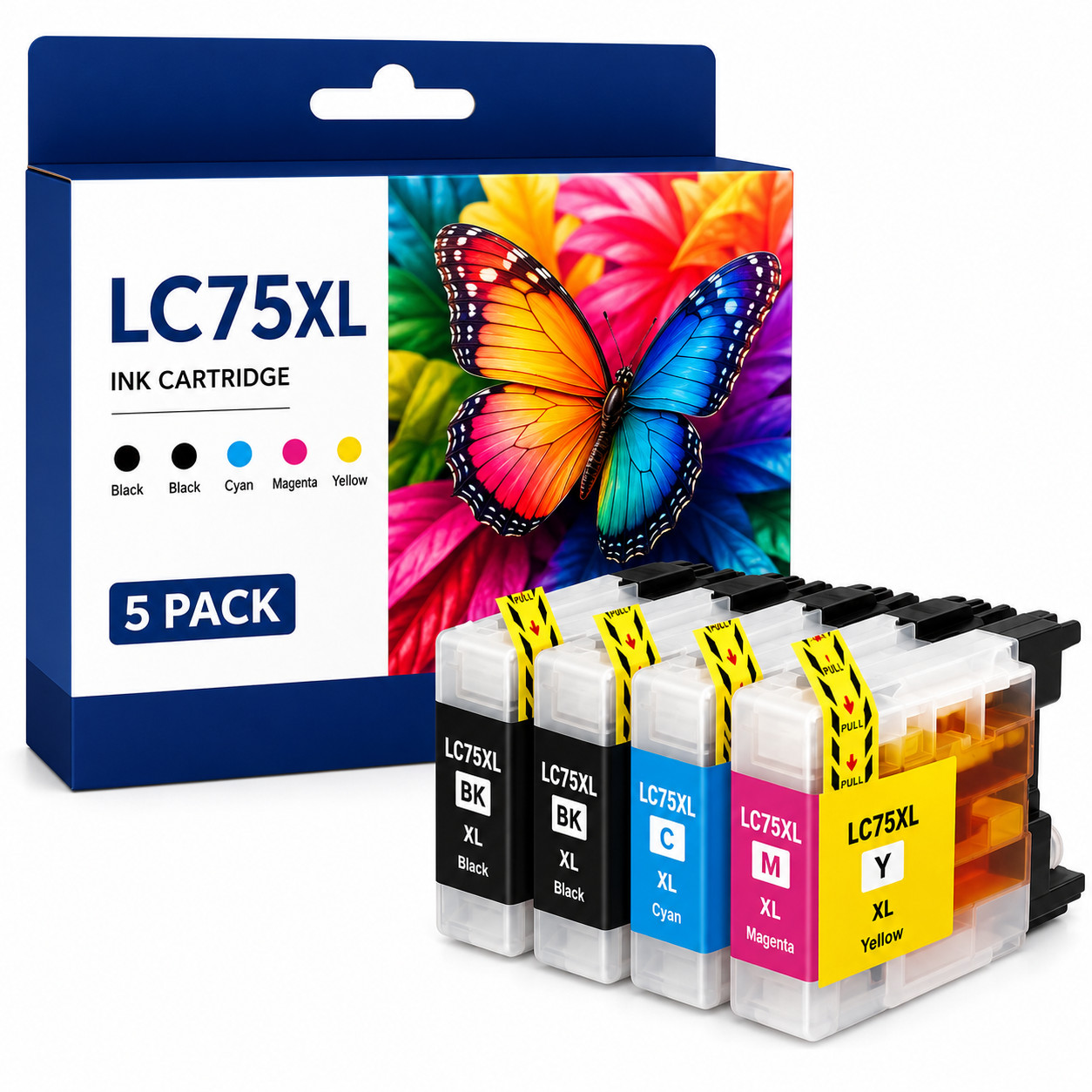 LC75XL 5PK Ink Cartridge compatible for MFC-J280W MFC-J425W MFC-J430W