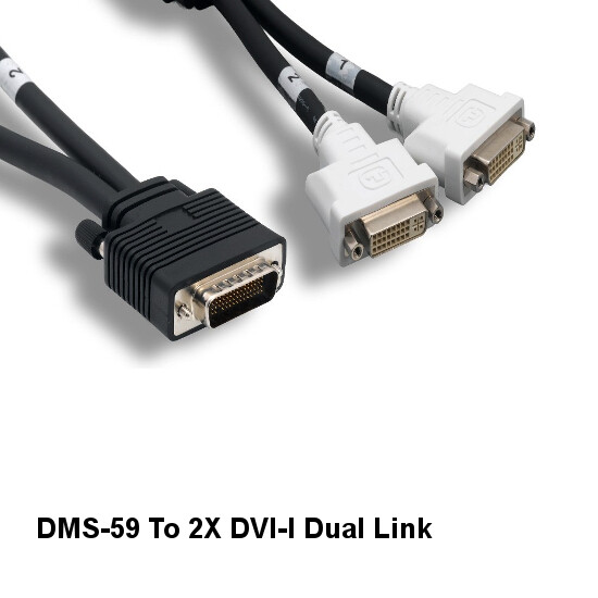 Kentek 8" DMS-59 To 2X DVI-I Dual Link Cable for Matrox Qid nVidia PNY Quadro