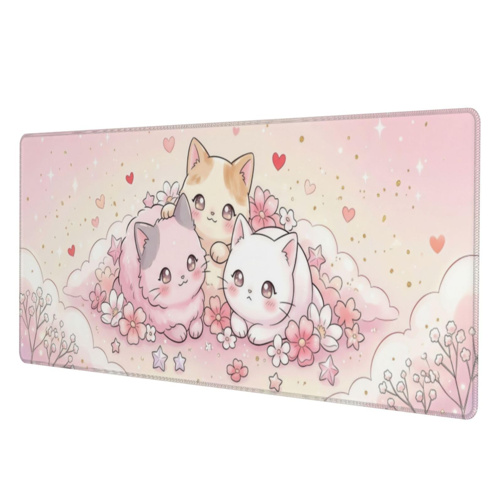 Pink Cat Kawaii Gaming Mouse Pad Desk Mat