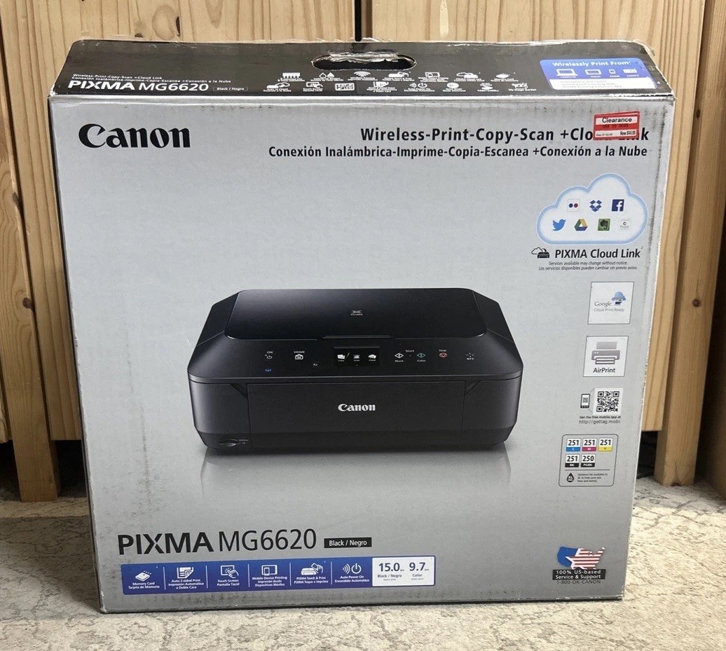 Open Box Canon Pixma MG6620 Inkjet Printer With Combo pack Of Ink
