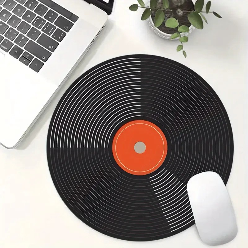 Retro Vinyl Record Mouse Pad Round Anti-Slip Office Desk Mat for Home Office