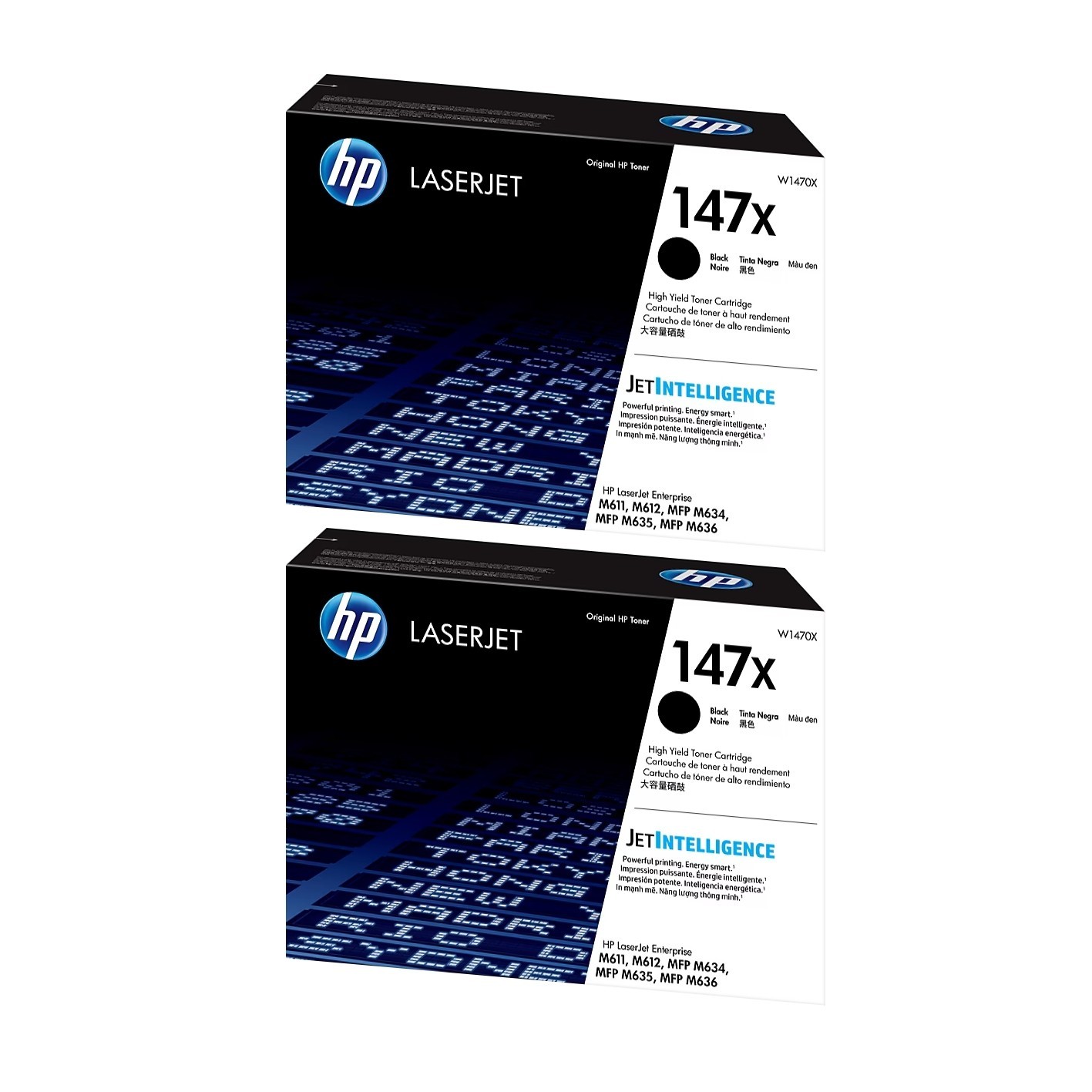 HP 147X Black High Yield Toner Cartridge (W1470X), Pack of 2